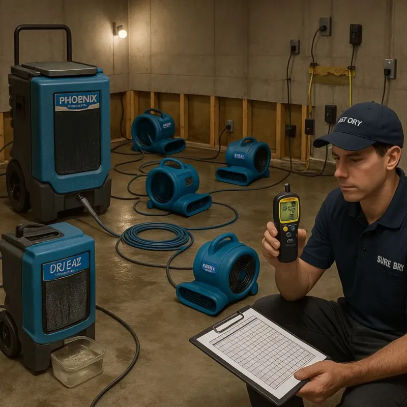 Structural Drying and Dehumidification process in Bellville, OH